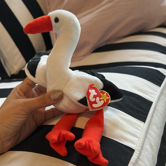 Ty Stilts 1998 White and Black Stork Plush Toy